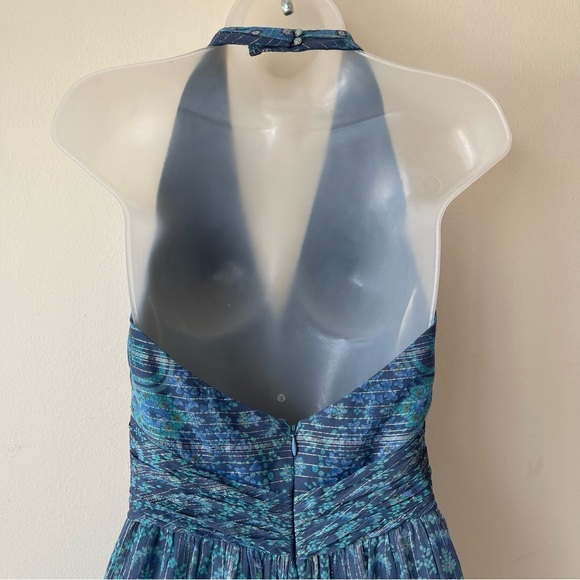 KAY UNGER Silk dress maxi blue halter size 4 - Picture 6 of 13